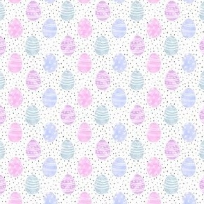 TINY watercolor eggs fabric - sweet pastel spring purple Easter eggs