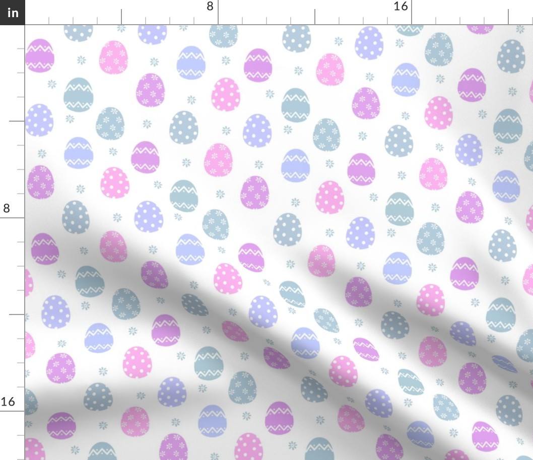 SMALL pastel sweet easter eggs fabric - purple, pink, teal