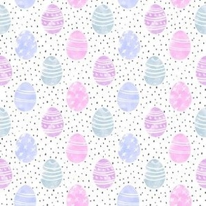 MINI watercolor eggs fabric - sweet pastel spring purple Easter eggs