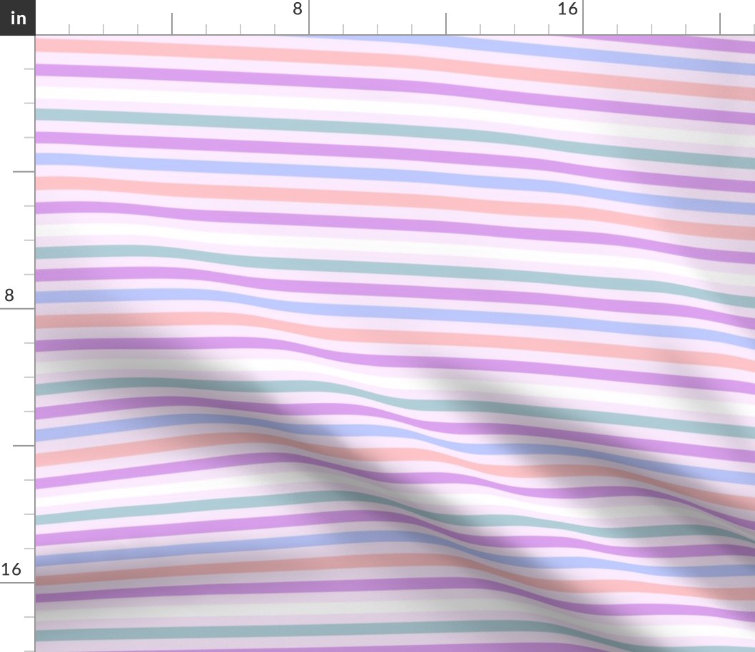 SMALL  easter stripes fabric - cute pink purple teal stripe fabric coordinate