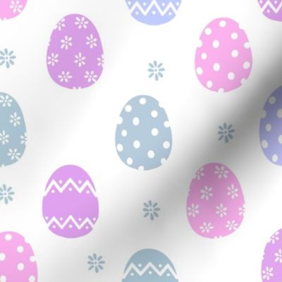 MEDIUM pastel sweet easter eggs fabric - purple, pink, teal