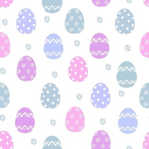 MEDIUM pastel sweet easter eggs fabric - purple, pink, teal