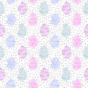 MEDIUM watercolor eggs fabric - sweet pastel spring purple Easter eggs