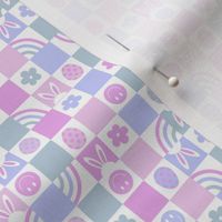 1/2" easter checkerboard fabric - cute pastel purple bunny sweet eggs