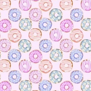 MINI easter donuts fabric - spring pastel cute purple donuts