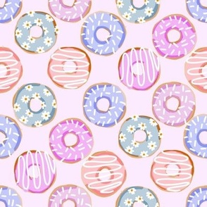 MEDIUM easter donuts fabric - spring pastel cute purple donuts