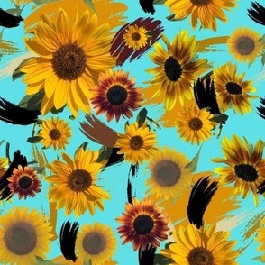 Painting Sunflowers Turquoise 