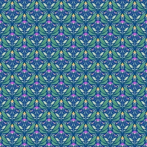 Bold Garden Print on Deep Blue (3x3)