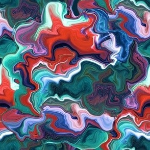 marbled teal and red flowing paints design