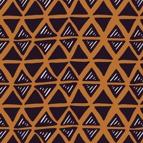 Bold Triangles Plum and Pink with Orange background