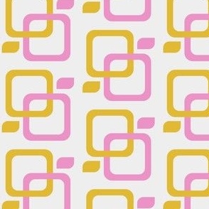 Retro Modern Geometric Pink and Yellow Squares