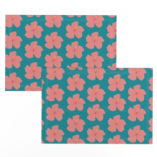 soft pink hibiscus on Teal