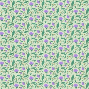 Purple Wildflower Tangle Florals on Sage (3x3)