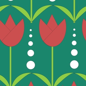 Tulip Bubbles Red and Emerald Green- Giant Print