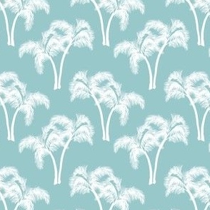 White Palm Trees on Blue