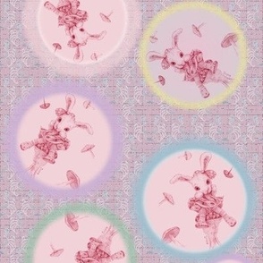 8x11-Inch Repeat of Peaceful-Pink Background of Dottie Rabbit Pastel Dreams