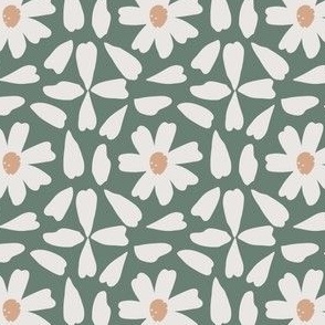 Geometric daisy petals on sage green