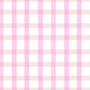 Gingham in Pastel Pink - Checkered Plaid on a white background 