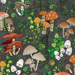 Mushroom Forest (stormy grey large scale)  