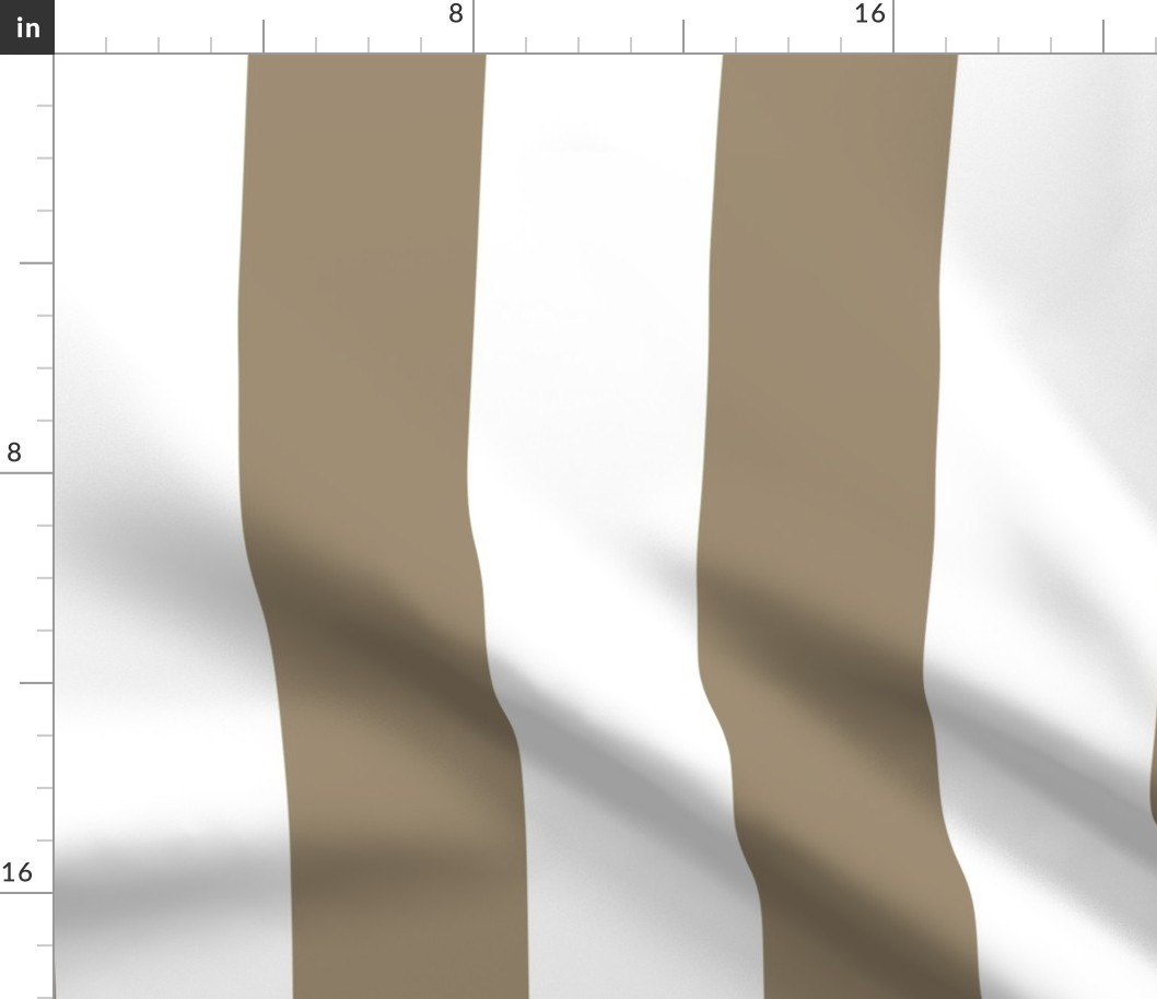 05 Mushroom Brown and White- Vertical Stripes- 4 Inches- Awning Stripes- Cabana Stripes- Petal Solids Coordinate- Striped Wallpaper- Neutral- Khaki- Ecru- Taupe- Earth Tone Wallpaper- Extra Large