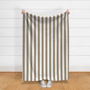 05 Mushroom Brown and White- Vertical Stripe- 2 Inches- Awning Stripes- Cabana Stripes- Petal Solids Coordinate- Striped Wallpaper- Neutral- Khaki- Ecru- Taupe- Earth Tone Wallpaper- Large