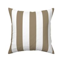05 Mushroom Brown and White- Vertical Stripe- 2 Inches- Awning Stripes- Cabana Stripes- Petal Solids Coordinate- Striped Wallpaper- Neutral- Khaki- Ecru- Taupe- Earth Tone Wallpaper- Large