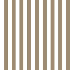 05 Mushroom Brown and White- Vertical Stripes- 1 Inch- Awning Stripes- Cabana Stripes- Petal Solids Coordinate- Striped Wallpaper- Neutral- Khaki- Ecru- Taupe- Earth Tone Wallpaper- Medium