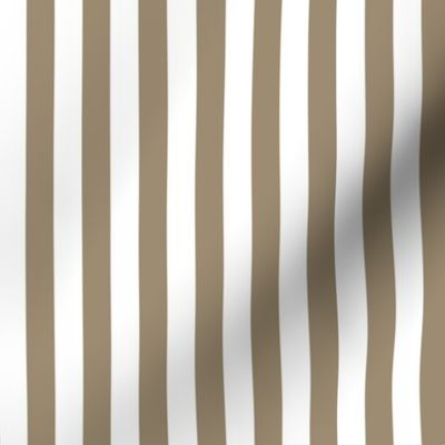 05 Mushroom Brown and White- Vertical Stripes- Half Inch- Awning Stripes- Cabana Stripes- Petal Solids Coordinate- Striped Wallpaper- Neutral- Khaki- Ecru- Taupe- Earth Tone Wallpaper- Small