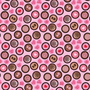 valentine chocolate with hearts on pink large