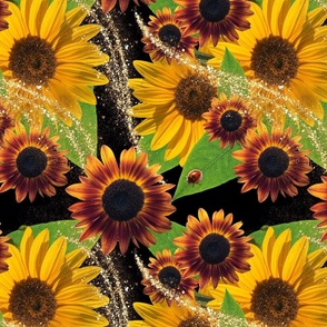 Whimsical Sunflower with Ladybug