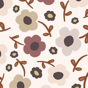 Neutral Modern Tossed Floral 12in