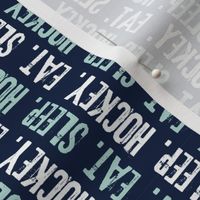 Eat. Sleep. Hockey. - dark mint and white on navy (90) C23