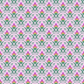 Perennial Joy Floral Motif on Pink (3x3)