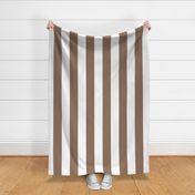06 Mocha Brown and White- Vertical Stripes- 4 Inches- Awning Stripes- Cabana Stripes- Petal Solids Coordinate- Striped Wallpaper- Neutral- Earth Tone Wallpaper- Terracotta- Extra Large