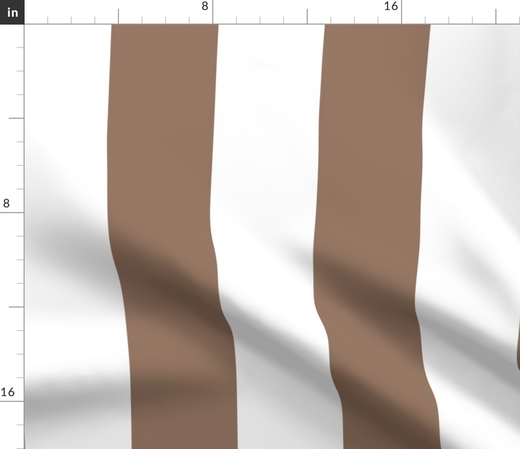 06 Mocha Brown and White- Vertical Stripes- 4 Inches- Awning Stripes- Cabana Stripes- Petal Solids Coordinate- Striped Wallpaper- Neutral- Earth Tone Wallpaper- Terracotta- Extra Large