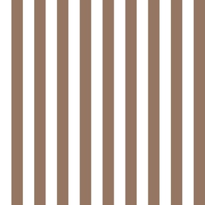 06 Mocha Brown and White- Vertical Stripes- 1 Inch- Awning Stripes- Cabana Stripes- Petal Solids Coordinate- Striped Wallpaper- Neutral- Earth Tone Wallpaper- Terracotta- Medium