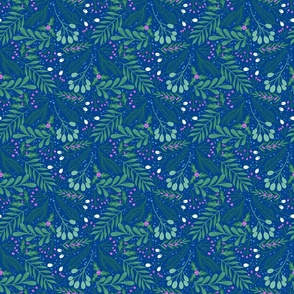 Winter Garden on Blue (6x6)