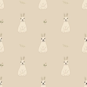 Cute Bunnies on beige