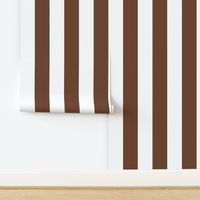 07 Cinnamon Brown and White- Vertical Stripes- 4 Inches- Awning Stripes- Cabana Stripes- Petal Solids Coordinate- Striped Wallpaper- Neutral- Earth Tone Wallpaper- Terracotta- Extra Large