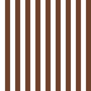 07 Cinnamon Brown and White- Vertical Stripes- 1 Inch- Awning Stripes- Cabana Stripes- Petal Solids Coordinate- Striped Wallpaper- Neutral- Earth Tone Wallpaper- Terracotta- Medium