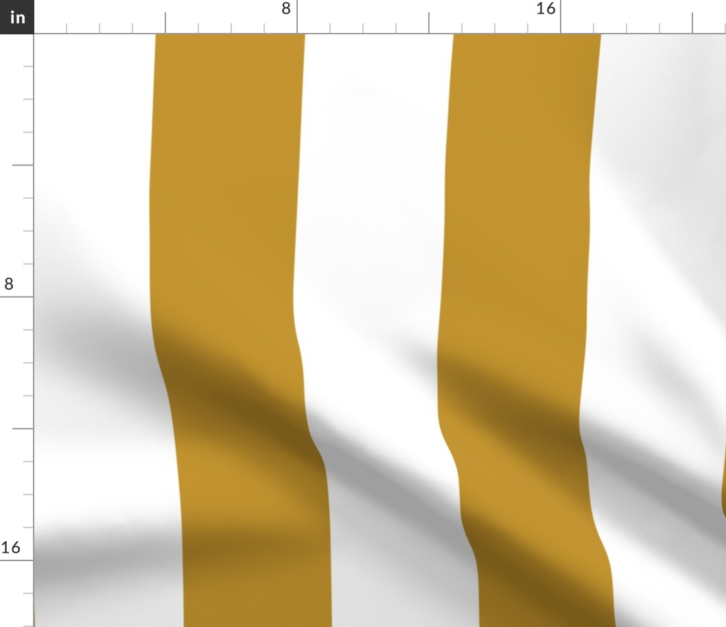 09 Mustard and White- Vertical Stripes- 4 Inches- Awning Stripes- Cabana Stripes- Petal Solids Coordinate- Striped Wallpaper- Neutral- White and Gold- Golden Yellow- Ochre- Fall- Autumn- Extra Large