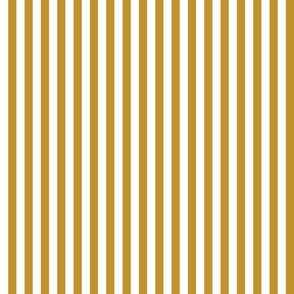 09 Mustard and White- Vertical Stripes- Half Inch- Awning Stripes- Cabana Stripes- Petal Solids Coordinate- Striped Wallpaper- Neutral- White and Gold- Golden Yellow- Ochre- Fall- Autumn- Small