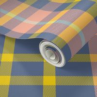 Kitsch Blue Tartan Yellow Plaid Pink Peach 