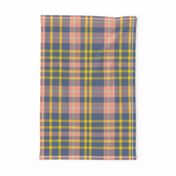 Kitsch Blue Tartan Yellow Plaid Pink Peach 