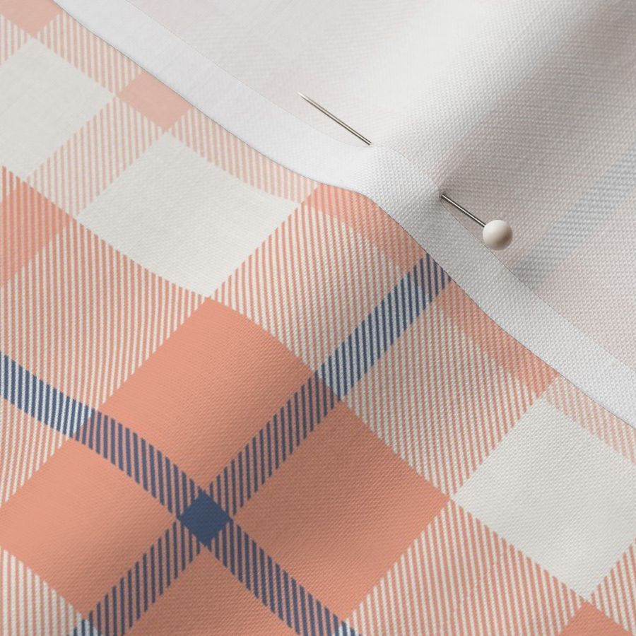 Tartan Peach Plaid Pink, Off White, and Blue