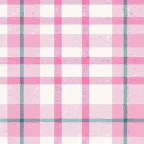 Tartan Valentine's Day Pink Plaid White and Green Accents