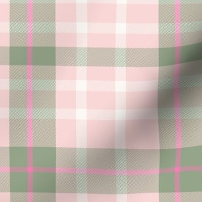 Girly Pink Tartan Classic Plaid Green Accents