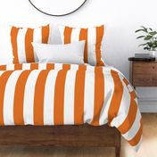 14 Carrot Orange and White- Vertical Stripes- 4 Inches- Awning Stripes- Cabana Stripes- Petal Solids Coordinate- Pumpkin- Halloween- Bright Orange- Summer- Extra Large