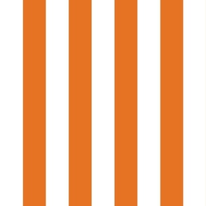 14 Carrot Orange and White- Vertical Stripes- 2 Inches- Awning Stripes- Cabana Stripes- Petal Solids Coordinate- Pumpkin- Halloween- Bright Orange- Summer- Large