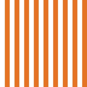 14 Carrot Orange and White- Vertical Stripes- 1 Inch- Awning Stripes- Cabana Stripes- Petal Solids Coordinate- Pumpkin- Halloween- Bright Orange- Summer- Medium